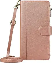 [HAOFUGUI] Flip Case for OnePlus 11, with Card Slots Kickstand Long Lanyard Phone Cover, Premium PU Wallet Leather Shockproof Phone Case-Rosegold