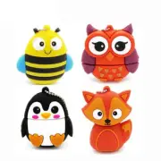 16GB Pendrive Cartoon Cute Penguin Owl Fox USB Drive Flash Memory Stick Gift