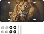 YXYZRMY Brown Lions Face License Plate Aluminum Decorative Car Front License Plates Vanity Tag Metal Car Plate Novelty License Plate Fit Any Standard Size 6” × 12”