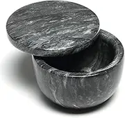 jalz jalz Marble Salt Box Spice Pinch Pot Black Big Salt Cellar Natural Material Salt Container Spice Cellar Large Capacity