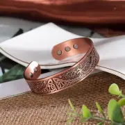 Tree life Pattern Arthritis pain ReliefAdjustable Solid Copper Bracelet Magnetic