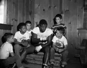 Floyd Patterson Takes Some Time Out Of Training 1950S Old Boxing Photo