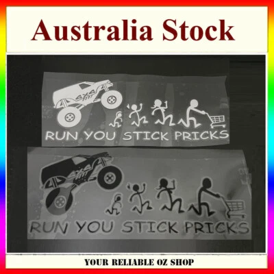Funny JDM Run You Stick Pricks Sticker Decal 4WD Car Truck Windscreen Window Ute