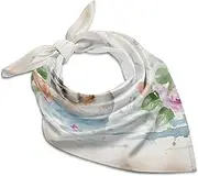 [FZQVSGW] Silk Scarf Two Horses in The Sky Head Scarf for Women Small Square Scarf Lightweight Neckerchief