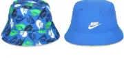 NEW NIKE [M/L] Kids Unisex Reversible Bucket Hat-Pacific Blue/Green DH0398-402
