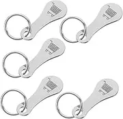 jojofuny 5pcs Stainless Steel Keychain Trolley Cart Tokens Convenient Quarter Holder for Shopping Carts Dual Function Key Ring Accessory Easy to Carry Shopping Token Keyring