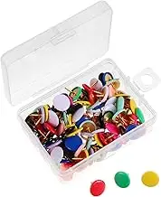DOITOOL 100Pcs Decorative Flat Round Head Push Pins Mixed Color DIY Thumb Tacks for Home Office School and Craft Projects