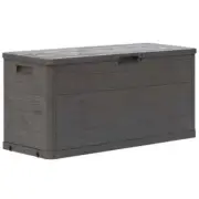 280L Brown Outdoor Storage Box Garden Patio Deck Shed Tool Chest Bench Seat