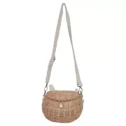 Rattan Woven Crossbody Bag Storage Basket with Lid Toy Container
