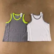 Old Navy Boys Size XS (5) Gray White Softest Tank Tops 2-Pack NWT