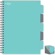A4 Project Notebook 5 Dividers Twin Wire Soft Cover Mint Green & Grey Study Book Project Management