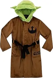 [STAR WARS] Boys Robe | Yoda Fleece Robes for Kids, Brown, 12