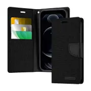 Mercury Goospery Canvas Diary Flip Case For Apple iPhone 13 Pro (6.1") - Black
