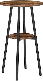 [HOOBRO] Bar Table, Round 2-Tier Bistro Table with Storage, 95 cm High Top for Small Spaces and Kitchen, Top Particleboard, Easy to Assemble, Rustic Brown BF55BT01
