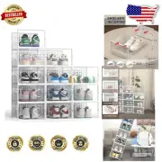 Durable Stackable Shoe Organizer Boxes - 12 Clear Containers for Modern Homes