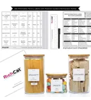 Kitchen 202 Minimalist Spice Jar Labels Preprinted Set - Bonus: Marker And Ruler