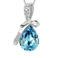 在飛比找momo購物網優惠-【I.Dear Jewelry】天使之淚-藍水晶晶鑽水滴項鍊