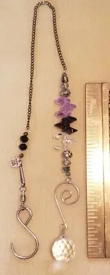 Suncatcher Glass Beads Prism purple lavender crystal home decor 19" length