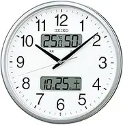 Seiko Clock KX235S Clock Radio Analog Calendar Temperature Humidity Display Silver Metallic