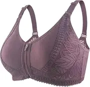 [Generic] Women's Push up Bra Women Sexy Lace Front Zipper Underwear Without Rims Vest Lace Plus Size Bra Extra Large Bras
