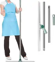 US Floor Squeegee with Adjustable Long Handle - 19.7 Inch Silicone Squeegee with Replacement - 180 Rotatable Floor Cleaner for Glass, Door