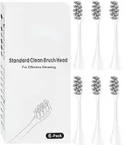 6 Pack Replacement Brush Heads Compatible with Suri Electric Toothbrush for Suri Replacement Toothbrush Heads, White