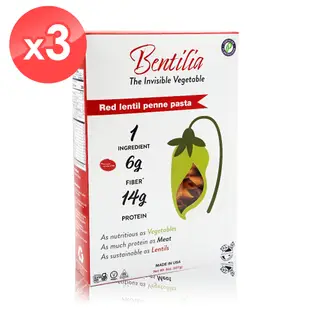 【BENTILIA】紅扁豆義大利筆管麵3盒組(227公克/盒) 效期2023/07/31