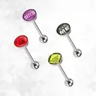 4PCS Tongue Rings Barbell Dirty Words Surgical Steel 14G Piercing jewelry