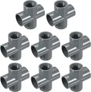 uxcell 8 Pcs PVC Fitting, Cross 4 Way PVC 1 1/4" 1.3" PVC Connectors PVC Elbow PVC Pipe Fittings PVC Coupling PVC Furniture Corner Connector for DIY Garden Support Structure, Grey