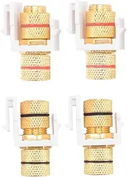 Lyaciomn Banana Jack Binding Post Jack Insert with Black & Red Rings, Screw Type Audio Speaker, 2 Pairs/4 Pack