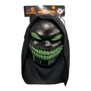 Happy Halloween Ghoulish Skeleton Scary Light Up Glowing Mask Green Eyes