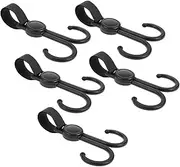 TEHAUX 5pcs Multipurpose Hooks for Grocery Shopping Portable Stroller Hanger Rotatable Home Hook Organizer for Stroller Scooter and Everyday Use
