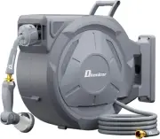 5/8" × 110 Ft Retractable Hose Reel, Heavy Duty Retractable Garden Hose Reel Wal