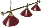 Pool Snooker Billiard Table Lighting - Brass Light (3 x Burgundy Shades) 61 Inch