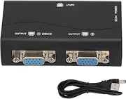 VGA Splitter, 1 in 2 Out 250MHz USB Powered 1920x1440 1080P Video Splitter, 2 Way Powered VGA Splitter Amplifier Box for Screen Duplication