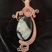 Pink Green Black Dragon Egg Bead Hand Made wire Wrapped ornament
