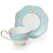 Fine China Tea Cup 6-Piece Coffee Cup/Tea Cup Set,2 Cups 2 Saucers 2 Teaspoon...