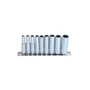 SP Tools 9Pcs 1/4" Drive Deep Socket Rail Set - 12 Point SAE Cr-V Steel