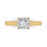 1.4ct Cushion Cut Solitaire Statement Promise Designer Ring 14k Yellow Gold