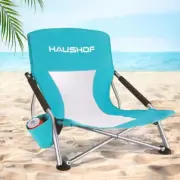 HAUSHOF Low Beach Chair, Mesh Back 25.5D x 22.4W x 23.6H in, Lowback_blue