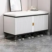 2 Tier Shoe Bench Storage with Seat, Shoe Storage Cabinet with 2 Doors and Metal Handles, Shoe Rack for Entryway, Shoe Cabinet Storage Hallway(Black,23.62in)