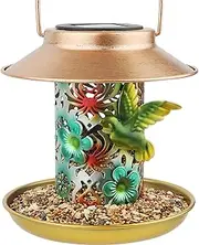 PENXUA Solar Bird Feeder for Outdoors Hunging, Gifts for Mom Grandma Women, Metal Waterproof Outside Wild Bird Feeders,Cardinals Feeders, Gifts for Bird Lovers, Lantern Light, Garden Decoration