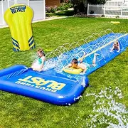 BACKYARD BLAST - 30' Waterslide with Splash Zone - Easy Setup - Extra Thick Fabric - Blue - Ages 6+ - Slide, Splash Zone, Stakes, Carrying Bag