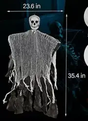 Hanging Grim Reaper Ghost Spider Web w Spiders Indoor Outdoor Halloween Décor