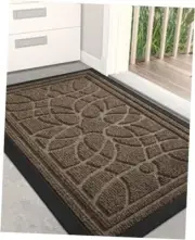 Front Door Mat, Welcome Mat Heavy Duty Non Slip Low Profile 35"X23" Brown