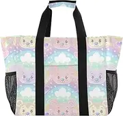 [sanluoli] Tote Bag For Women Foldable Large Beach Bag Waterproof Canvas Laundry Totes, Bear Cartoon, 1 size