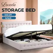 Levede Bed Frame Base With Gas Lift Storage King Queen Double Platform Fabric