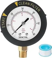 0-60 Psi Pool Filter Pressure Gauge, 2 inches Dial, 1/4 NPT Lower Mount, Stainless Steel Case, Waterproof, Clean Filter Indicator, for Swimming Water Pump Spa Aquarium Pressure Test