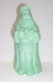 Mosser Glass Jadeite Jade Standing Santa Claus 8.5" Figurine Former Fenton Mold