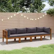 4-Seater Garden Sofa with Cushion Solid Acacia Wood Patio Bar Sets